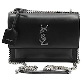 Medium Chain Shoulder Bag Monogram Sunset Schwarz Silber - Saint Laurent