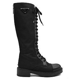 Prada Botas altas con cordones de nailon cepillado