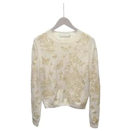 Kaschmirstrickpullover mit weißgoldener Schmetterlingsmotiv-Stickerei - Dior