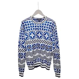 Jacquard-Strickpullover mit blauem Monogramm-Muster - Louis Vuitton