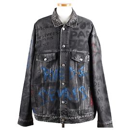 Balenciaga Graffiti Denimjacke in Schwarz