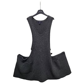 Louis Vuitton Abito T in lana Shetland a coste, colore charcoal