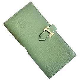 Hermès Bearn Long Wallet Grün Criquet Gold