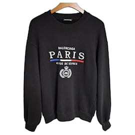 Felpa nera con ricamo bandiera di Parigi - Balenciaga