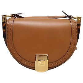 Fendi Moonlight Schultertasche aus braunem Leder und Goldton