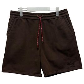 Miu Miu Calças de moletom de algodão com logo