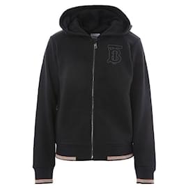 Schwarzer Kapuzenpullover mit Reißverschluss und Monogramm-Motiv - Burberry