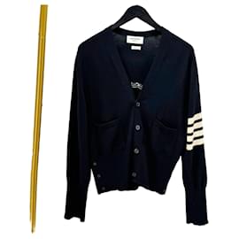 Thom Browne Diagonal Armband Mr. Tom Merinowolle Cardigan Schwarz