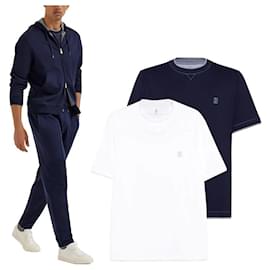 T-Shirt mit Doppelnaht und Logo-Stickerei - Brunello Cucinelli