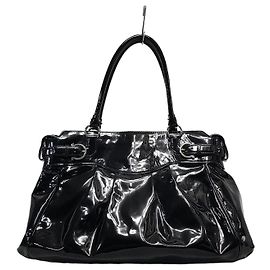Salvatore Ferragamo Borsa a tracolla in smalto nero