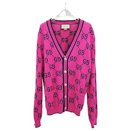 Gucci Rosa Strickjacke aus Baumwolle mit GG-Logo