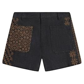 Shorts de denim de algodón con bordado de flores - Dior