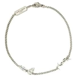 Pulsera de charms de monograma plateada con strass - Saint Laurent