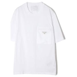 Kurzärmeliges Baumwoll-T-Shirt mit Nylon-Tasche - Prada