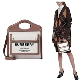 Pocket Mini Canvas Tote Bag mit Lederbesatz - Burberry