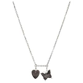Collar de plata de corazón y mariposa - Gucci