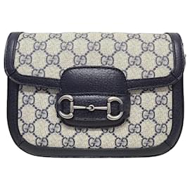 Gucci Mini borsa a tracolla GG Supreme Horsebit blu e beige