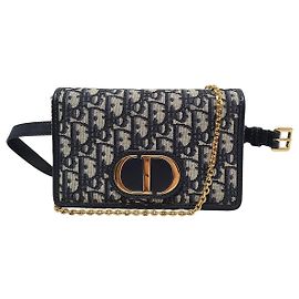 Dior Bolsa Pouch Montaigne Two-in-One em Jacquard Oblíquo Azul