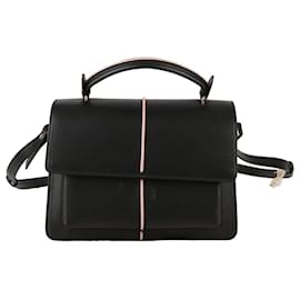 Borsa tote con manico superiore e borsa a tracolla in pelle nera - Marni
