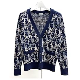 Cardigan in jacquard Oblique blu - Dior