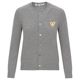 Cardigan mit goldenem Herz-Patch Grau - Comme Des Garcons
