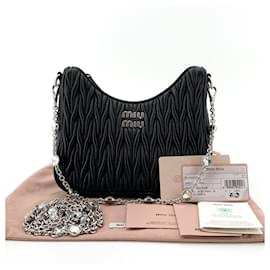 Miu Miu Borsa Hobo in Nappa con Catena e Cristalli, Borsa a Tracolla