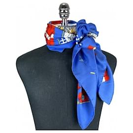 Hermès Sciarpa in seta blu navy Philippe Ledoux Pavois