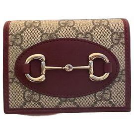 Gucci Horsebit Kartenetui Beige Ancora Red