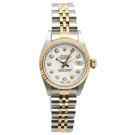 Rolex Orologio Datejust Combi da donna Quadrante bianco Dopo incastonatura Dieci Punti di Diamante