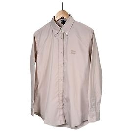 Miu Miu Camisa oversize de popelina con logotipo bordado Rosa opala