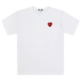 Comme Des Garcons Kurzärmeliges T-Shirt Play Black Heart Patch Rhinestone für Herren und Damen