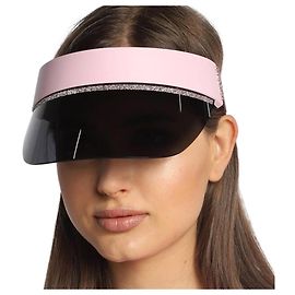 Jimmy Choo Calix Sonnenvisier Golf Wandern Mode Rosa Perle Banding Rosa Sonnenkappe