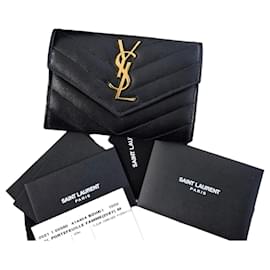 Umschlag-Kartenetui vergoldet Medium Schwarz - Saint Laurent