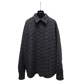 Balenciaga Gesteppte Jacke mit BB Logo Monogramm in Dunkelgrau und Schwarz