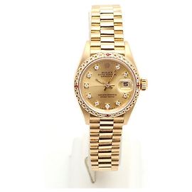 Rolex Ladies' Gold Datejust Original Ten-Point Diamond Dial