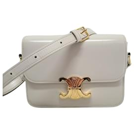 Céline Mini borsa Triomphe in pelle di vitello lucida Chalk