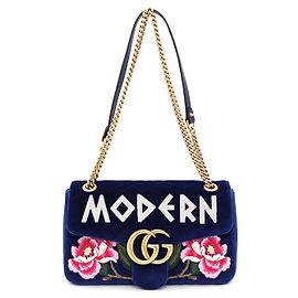 Gucci Borsa a tracolla GG Velvet Marmont Matelassé Chevron Chain