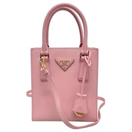 Mini Saffiano Crossbody Tote Bag in Petal Pink Gold - Prada