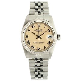 Rolex Datejust Damenuhr aus Stahl mit cremefarbenem glänzendem Zifferblatt