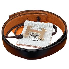 Hermès Cintura reversibile Nero/Arancio Oro Rosa