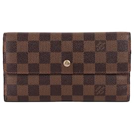 Louis Vuitton Cartera larga con solapa Damier Ebene para mujer