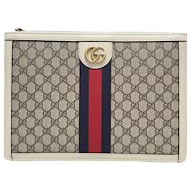 Gucci Clutch Portfolio GG Supreme White Ophidia