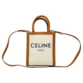 Céline Cabas Mini Verticale in tela di cotone naturale