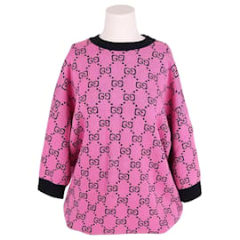 Kurzärmeliges Strickoberteil mit rosa GG-Muster - Gucci