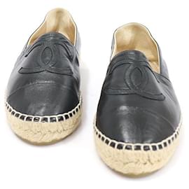 Chanel Espadrilles in pelle di agnello nera da donna slip-on