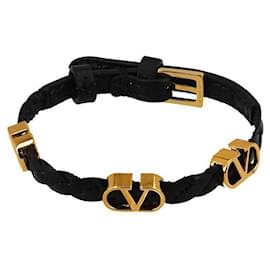 Valentino Geflochtenes Lederarmband mit Bunny-Logo