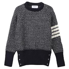 Crew Neck Strickpullover mit Ziernaht an den Ärmeln - Thom Browne