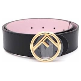 Ceinture à boucle ronde dorée avec logo réversible - Fendi