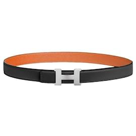 Cinturón de Cuero Reversible para Mujer Mini Constance Noir Orange - Hermès
