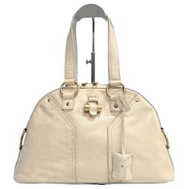 Saint Laurent Borsa Tote Muse Gold Metallic Leather PM Ivory